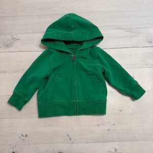 Primary baby green zip up hooded sweatshirt 3-6 months